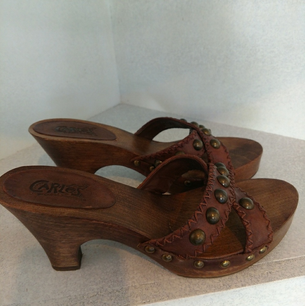 Carlos wooden sole heels